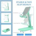 Cell Phone Stand, Adjustable Angle and Height Cell Phone Holder for Desk, Foldable and Portable, Anti-Slip Silicone Pad, Compatible with All Mobile Phones and 4-8 Inch Devices, Green - color: Green