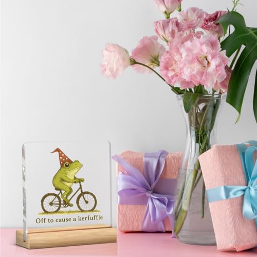 Frog Funny Office Decor Funny Desk Decor Coworker Gifts Off To Cause A Kerfuffle Acrylic Humor Gift for Women Men Boss Coworker Home Office Decorations - color: Off To Cause A Kerfuffle