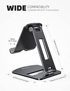 Lamicall Adjustable Tablet Stand Holder - Foldable Phone Dock, 360°Rotating Desktop Tablet Mount Gifts, for 4.7-13" Tablets, iPad Pro 11, 12.9 Air Mini, Tabs, Kindle, iPhone Air 17 Pro Max, Black - color: Black