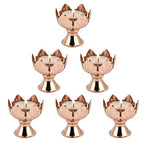 6Pcs Metal Lotus Flower Votive Candle Holders - Elegant Tea Light Candles Holder for Table Centerpieces, Wedding Decor, Home, Christmas & Thanksgiving Party (Gold)