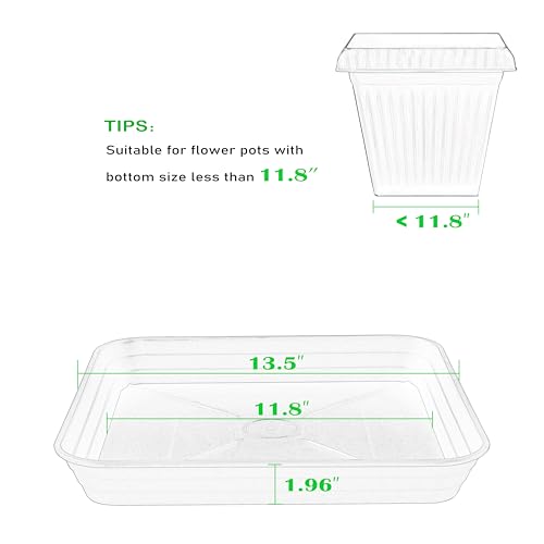 4 Pack Square Plant Saucer Tray 14 inch, Heavy Duty Plastic Plant Saucers for Indoors Outdoor, Flower Plant Drip Trays for Pots, Square Seed Starting Tray, Seedling Growing Trays - color: Black, size: 14"-4 Pack