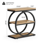 LITTLE TREE 3-Tier End Table, Side Table with Storage Shelves, Small Sofa Side Table for Living Room, Wooden Side End Table with Double Round Metal Legs, Slim Nightstand and Bedside Table, Oak - color: Oak