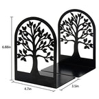 Happyhapi Book Ends, Metal Book Ends to Hold Books, Tree Decorative Bookends for Shelves, Black Book Stopper Bookend for Heavy Books, Book Holder for Shelf Home Office, 6.8 x 4.7 x 3.5(3 Pair/6 Pcs)