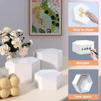 Buffet Risers, Food Display Risers for Party, White Acrylic Risers Display Stand for Buffet Table, Catering Displays for Dessert, Cube Box Nesting Riser with Hollow Bottoms (5"x6"x7"x8"x9"x10" 6PCS Hexagonal White) - color: 5"x6"x7"x8"x9"x10" 6PCS Hexagon