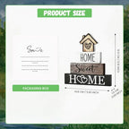 Smile 4 Pcs Farmhouse Wooden Tabletop Decor Home Tiered Tray Decoration, Rustic Retro Neutral Wood House-Shaped Block Sign, Centerpiece Suitable for Home Shelves Fireplace Mantels - style: Sweet House