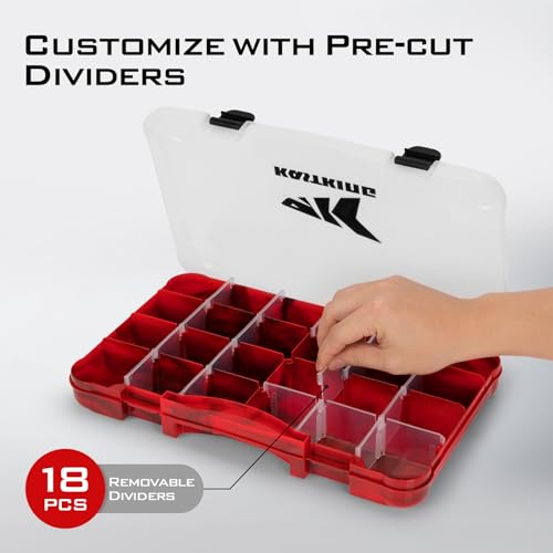 KastKing Tackle Boxes, Plastic Box, Plastic Storage Organizer Box with Removable Dividers - Fishing Tackle Storage - Box Organizer - 2 Packs /4 Packs Tackle Trays - Parts Box - color: Red Camouflage, size: 3700(4Pack)