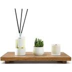 Large 16" Acacia Wood Riser Pedestal Stand – Farmhouse Wood Display Riser for Kitchen and Bathroom Décor - Counter Display, Plant Stand, Jewelry Holder, Vanity Tray, Candle Stand (L:16"x8"x1.57") - size: Large:16"x 8"