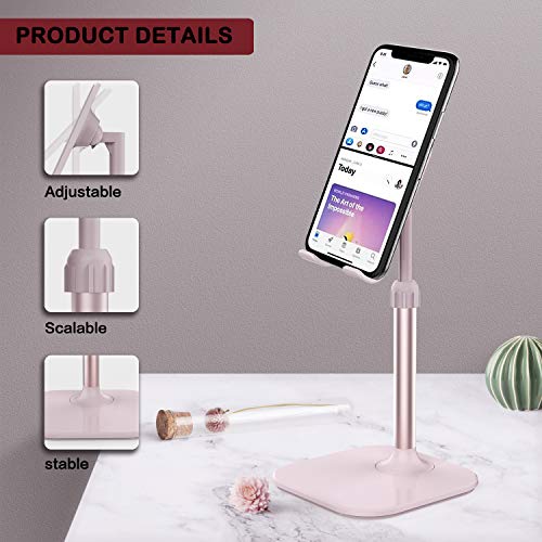 Doboli Cell Phone Stand, Valentine's Day Gifts for Teens Girls Boys Adults Women Men Mom Wife, Phone Stand for Desk, Phone Holder Stand Compatible with iPhone and All Mobile Phones Tablet, Pink - color: rose gold pink
