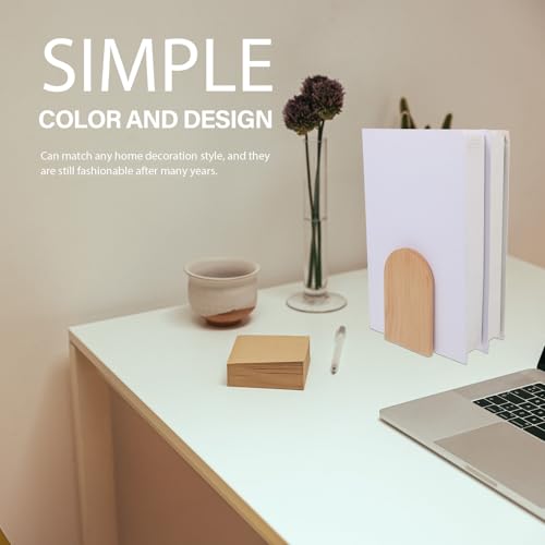 NOLITOY Simple Wooden Bookend Thickened Beech Wood Smooth Surface Book Stand for Desk Shelf Organizer Stable Non-Slip Book Stopper for Home Office Study Minimalist Design Matching Any