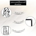 CHENGU 3 Pieces Metal Minimalist Abstract Woman Wall Art Line Drawing Wall Art Decor Single Line Female Home Hanging for Kitchen Bathroom Living Room - style: Bath Style