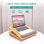 Portable Lap Desk Laptop Desk Tray with Cushion, Laptop Pad Bed Tray, Adjustable Angle Portable,for Home Sofa, Bed, Couch and car. Cushioned Lap Desk Tray Bamboo - size: 12.6" x 16.8" Angle Adjust