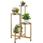 4 Tier Plant Stand Indoor Outdoor, 31 Inch Tall Metal Plant Shelf Waterproof, Plant Holder with Folding Design For Home, Living Room, New Upgrate Gold - color: Gold