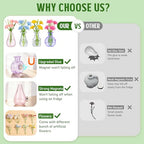 8PCS Mini Glass Vase Refrigerator Magnets with Artificial Flowers, Cute Tiny Flower Fridge Magnets for Refrigerator Office and Kitchen Cabinet Decoration