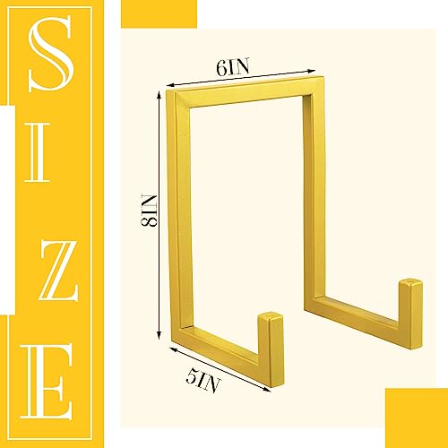 Sweetude 2 Pcs Large Plate Stands for Display Metal Frame Plate Holder Display Stand Decorative Table Top Easels for Picture, Book, Platter, Photo Easel(Gold,8 Inch) - color: Gold, size: 8 Inch