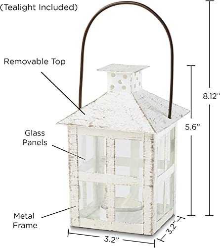 Kate Aspen White Vintage Distressed Rustic Candle Holder Decorative Lantern (6 Inch), Wedding Decoration, Centerpiece, Farmhouse Decor, Shelf Decor - size: 6 inch White Decorative Lantern, style: One Lantern