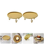 Homoyoyo 2pcs Gold Candle Holders Decorative Candlesticks Iron Pillar Plate Candle Pedestal Candle Stand Table Centerpiece for Led Wax Candles Wedding Dinner Tables - size: 10X3.5CM