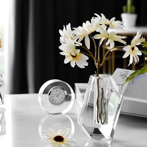 Crystal Vase Home Decor 4.72IN, Multi-Faceted Design Vase Centerpieces Decorations for Wedding or Gift, Clear Color with Gift Box - size: X-Small