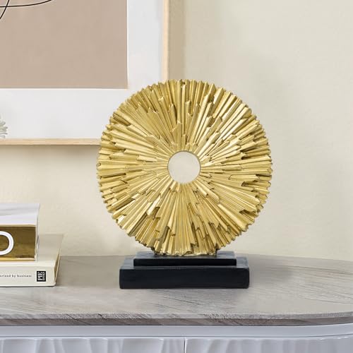 Abstract Statue for Home Decor,Office Desk Sculpture for Men,Creative Round Line Ornament for Bookshelf,Modern Decorative Sculpture,Bedroom,Livngroom,Table(Gold) - color: Gold, size: Round Statue