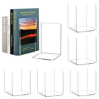 HappyHapi Acrylic Bookends for Shelves, 12 Pcs Clear Book Ends for Heavy Books, Decorative Book Holder for Home Library Office, 5 x 5 x 7.3 inch，6 Pair