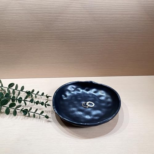 Key Bowl Black Key Dish for Hallways Small Trinket Dish Round Ring Bowl Decorative Jewelry Tray for Entryway Dresser Bathroom Decor
