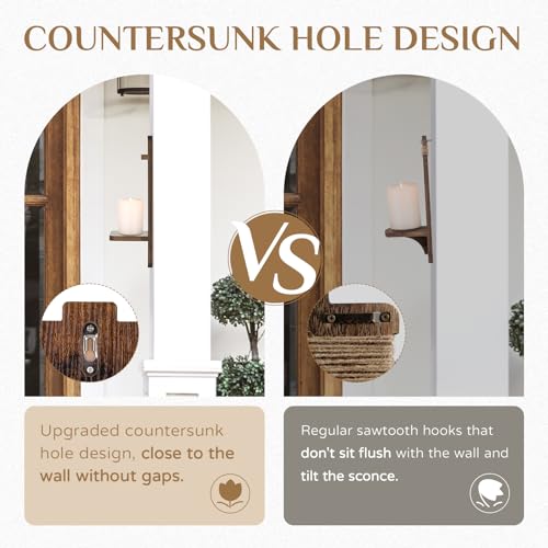 Rustic Candle Holder Farmhouse Wall Decor - Brown Candle Sconces Set of Two Wooden Vintage Hanging Wall Decoration for Fireplace Mantel Living Room Bedroom Dining Room - color: Brown, size: 15.7in x 5.1in
