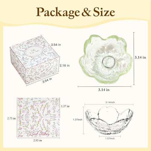 Light Green Flower Jewelry Ring Dish Tray,Decorative Glass Trinket Dish,Room Decor Aesthetic, Modern Accent Tray for Vanity (Light Green) - color: Light Green