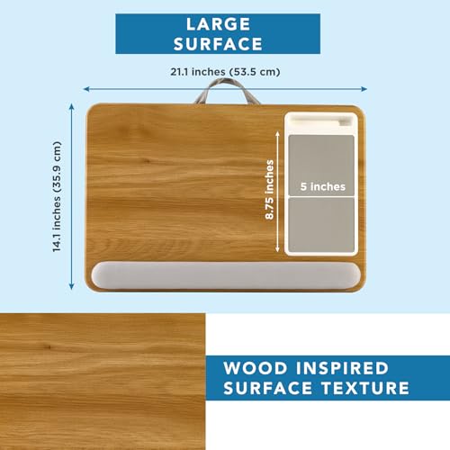 LAPGEAR Home Office Pro Lap Desk with Wrist Rest, Mouse Pad, and Phone Holder - Oak Woodgrain - Fits up to 15.6 Inch Laptops - Style No. 91599 - color: Oak Woodgrain, size: Home Office Pro W/Wrist Rest