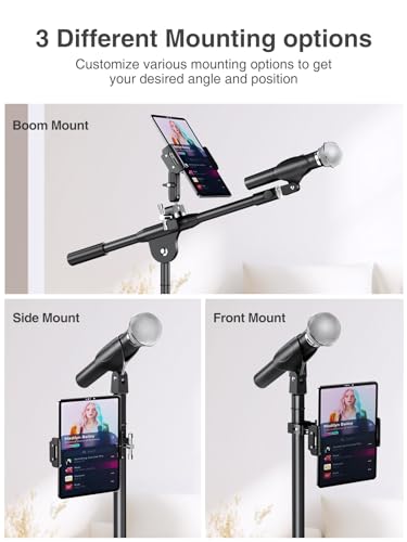 elitehood Aluminum Dual Ball Head Tablet Holder for Mic Stand, Adjustable iPad Mic Stand Holder, Strong Metal iPad Clamp Mount for Aircraft Yoke, Loader, Tractor, Boat, Wheelchair, Stroller, Treadmill - size: 6in - Dual Ball Joint