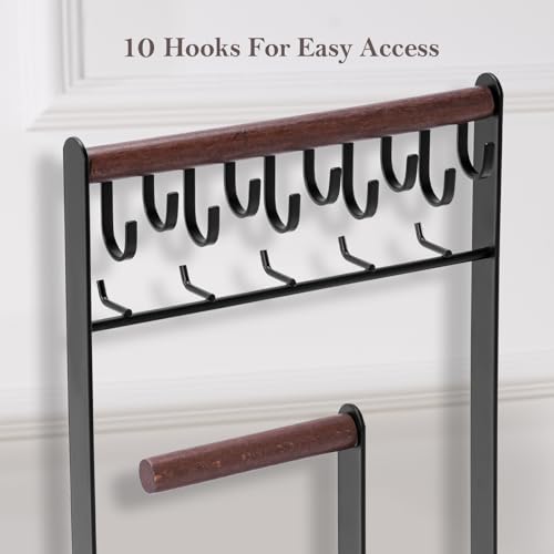 ProCase Jewelry Organizer Jewelry Stand Jewelry Holder Organizer, 5-Tier Necklace Organizer with Ring Tray, Large Aesthetic Jewelry Tower Storage Rack Tree for Bracelets Earrings Rings -Large, Black - color: Black, size: 13.4" Height