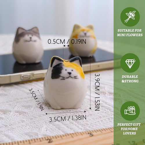 MOUGIGI 3PCS Mini Flower Vases–Unique Small cat vase-Cute Ceramic Bud Vases for Single Stem Flowers & Cat Whisker-Home Decor for Desks & Bookshelves-Ideal Gift for Cats Lovers & Flower Enthusiasts - color: 3 Pcs Painted Cat Vase