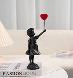 Flying Balloon Girl Statue,Resin Figure Sculpture Crafts Ornament Modern Art Sculptures for Home Decor,Anti-war Theme - style: Modern-1balloon