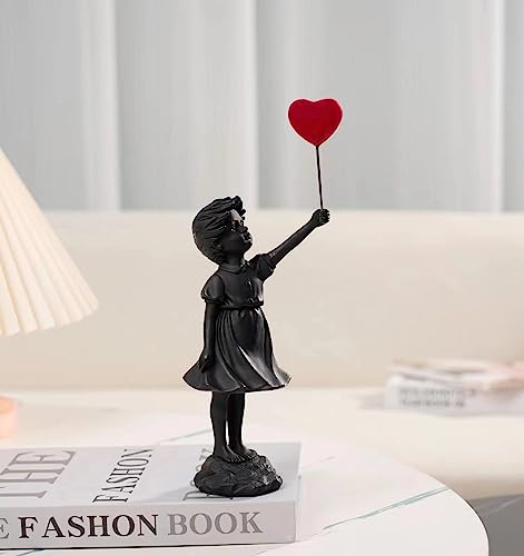 Flying Balloon Girl Statue,Resin Figure Sculpture Crafts Ornament Modern Art Sculptures for Home Decor,Anti-war Theme - style: Modern-1balloon