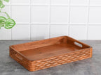 Vesta Homes Acacia Wood Serving Tray for Home/Kitchen/Restaurant/Office Organizer/Dining Table | Premium Serving Trays | 38 x 25 x 5 cm | Handcrafted in India - size: 15" x 9.8" x 2" (Single Tray)