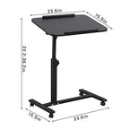 Bed Desk Adjustable Overbed Bedside Table Rolling Laptop Tray Desk Cart Height Portable Mobile Sit Stand Table Tilting Hospital Bed with Wheels - color: Black