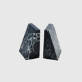 Solid Black Marble Bookends - Set of 2 Heavy-Duty Luxury Bookends for Modern Shelves