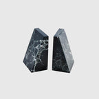 Solid Black Marble Bookends - Set of 2 Heavy-Duty Luxury Bookends for Modern Shelves