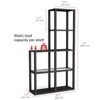 VILICK Display Shelf with LED Light Standing Floor Lamp with Glass Storage Shelves for Collectibles, 5 Tier Tall Corner Shelf Open Curio Cabinet for Living Room, Bedroom, Office, Home Decor
