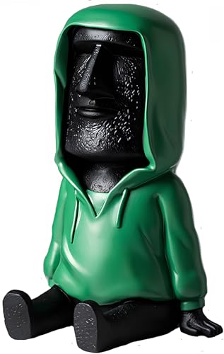 Easter Island Moai Statue Decor,Resin Imitation Stone Statue Figurine Sculpture,Pen Holder, Mobile Phone Holder,Decor Desktop,Bookshelf,Tabletop,Black (Black) - color: Black