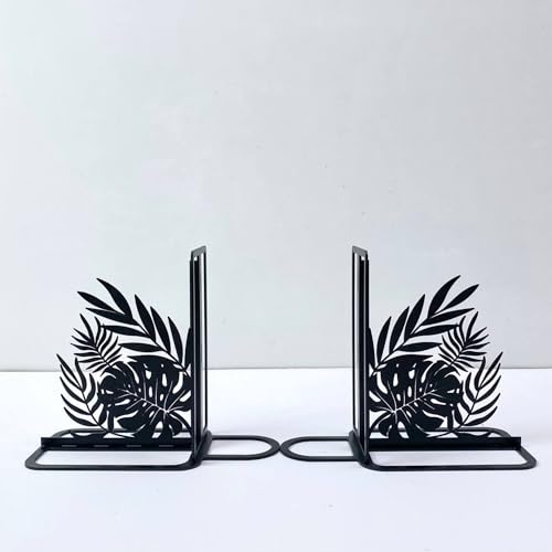 Craftnameisgn Custom Monstera Leaves Metal Bookends for Shelves Decorative, Monstera Plant Book Ends Metal Art for Home Office, Book Stopper for Heavy Books, Monstera Book Shelf Holder - color: Design 16
