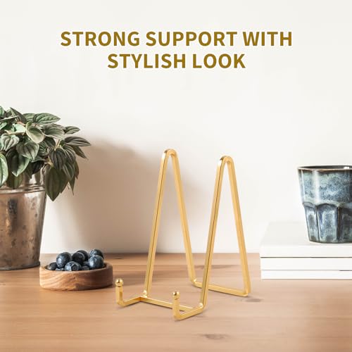 Plate Holder Easel Display Stand - 6 inch Metal Plate Stands for Display - Tabletop Picture Stand - Gold Iron Easels for Display Pictures | Photo Frames | Book | Decorative Plates | Plaque - 4 Pack - size: 6 inch-4