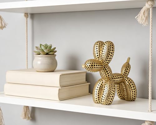 Balloon Dog Statue Decor Polka Dot Dog Cool Stuff to Put on Shelves, Gold Balloon Dog Statue Decoration Fun Paperweight, 5 inch Versatile Color Options - color: Gold