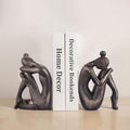 2-Piece Unique Decorative Thinker Girl Bookends, Modern Heavy Duty Nonskid Resin Book Stoppers for Home Office Desk, Living Room, Study Room, Creative Bookshelves, Desktop Ornaments (Bookends01)