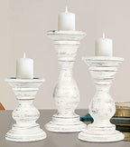 Candle Holder Stand Wooden, Pillar Candle Holder, Unity Candle Holders, Rounded Turned Colums, Country Style Ideal for Gift, Wedding, Christmas, Party, Home - 10,8,6 Inch- Set of 3 -Antique White - color: Antique White, size: 10,8,6 Inch Mid Circle
