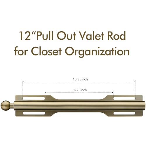12" Valet Rod for Closet Pull Out (1 Pack, Antique Brass) - color: Antique Brass, size: 1 Pack