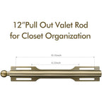 FIRJOY 12" Valet Rod for Closet Pull Out (2 Pack, Antique Brass) - color: Antique Brass, size: 2 Pack