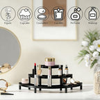 3 Tier Risers Display Stand,Wooden Cupcake Holder Stand,Rustic Cologne and Perfume Organizer for Women,Dessert Table Display Set for Party (Black) - color: Black