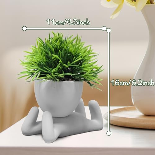 Zerzsy Faux Succulents in Cement Pots Potted Mini Fake Plants for Desk Decoration, Kitchen Shelf Decor, Office Decor for Women, Bathroom Shelf Plant Decor - Set of 1 - color: Cement Gray-a