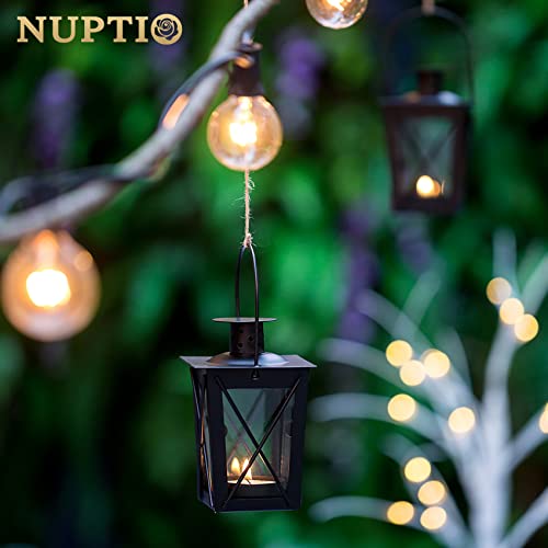 4 Pcs Vintage Black Metal Mini Decorative Candle Lanterns Tealight Candle Holder & Led Tea Light Candleholder Decoration for Birthday Parties Wedding Centerpiece Relaxing Spa Setting (Black, 4 Pcs) - size: 4 Pcs