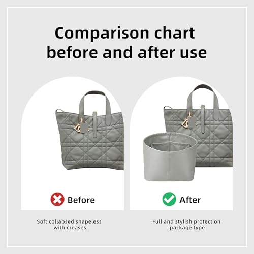 DGAZ Silk Purse Organizer Insert Fits Dior Toujours Vertical Tote Bags，Silky Smooth Bag Organizer，Luxury Handbag & Tote Shaper(Peral Grey,Small) - color: Peral Grey, size: Small