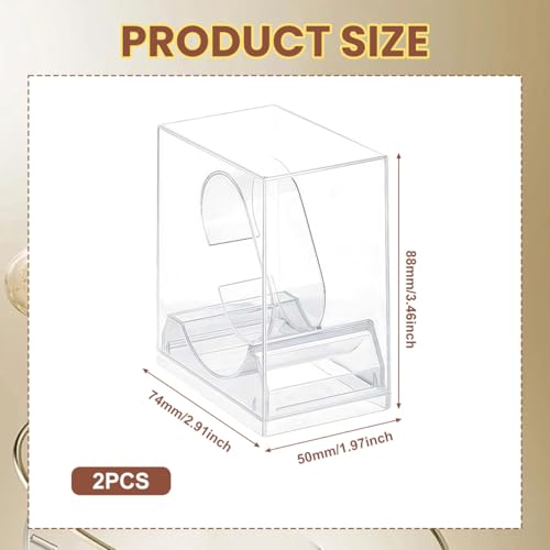 erioctry 2 Pack Watch Display stand Case Clear Plastic Single Watch Holder Box Storage Organizer for Jewelry Collection